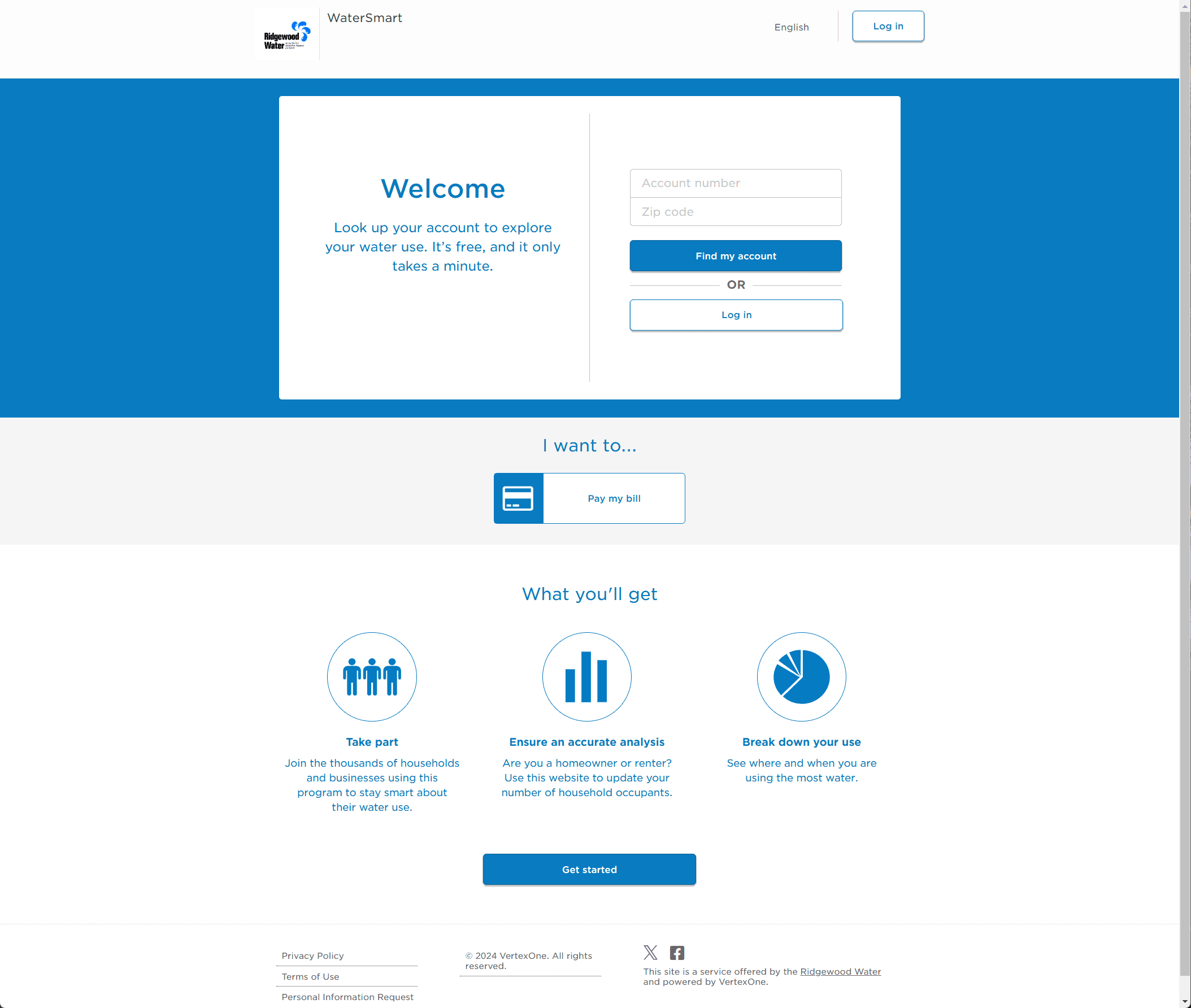 Ridgewood Water Smart Splash Page